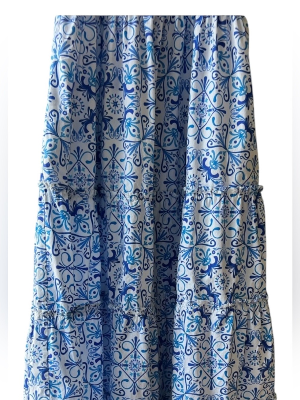 Hill House Home Blue Tile Print Smocked Midi Dress – Size Medium - Picture 11 of 16